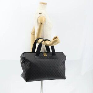 GUCCI GG Canvas Boston Bag Black Gold